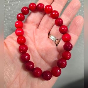 10mm Red Chalcedony Faceted Bracelet On Sale 🔥🎁🥳